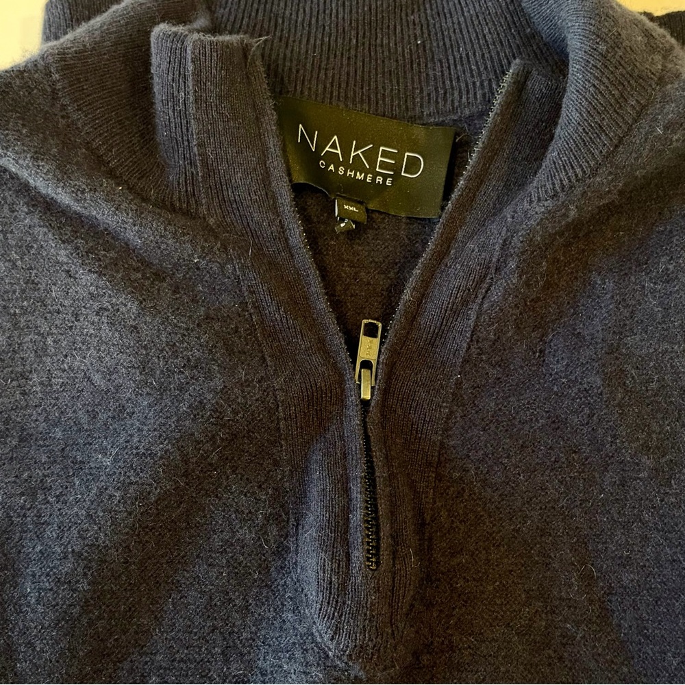 Naked Cashmere Black Quarter Zip Sweater XXL 100% Cashmere